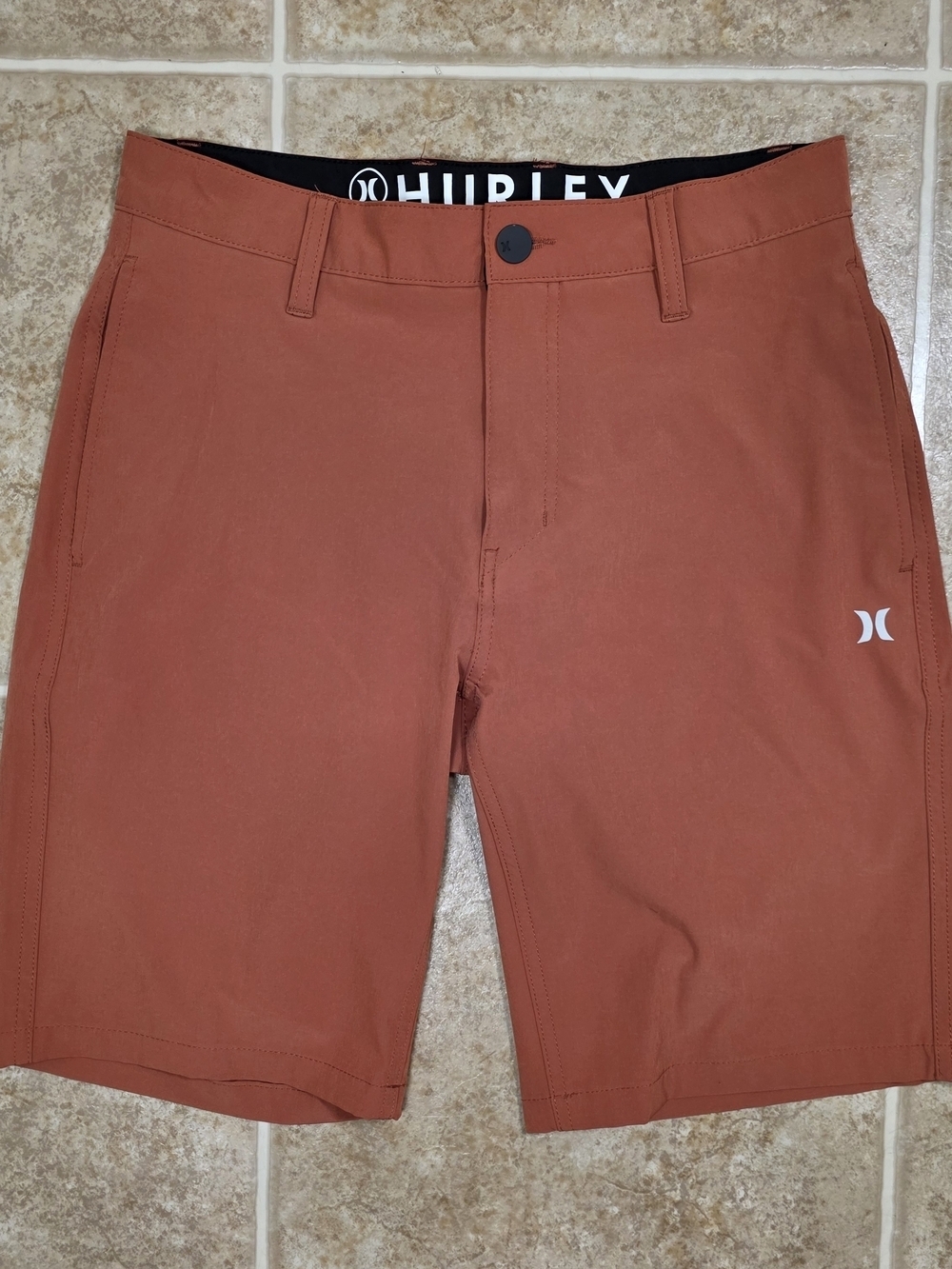 Hurley Hybrid Shorts Mens 30 Rust Orange Stretch Golf Casual 9” Inseam